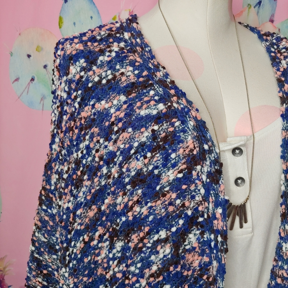 NWT • Rewind • Chunky Blue White Pink Multicolor Soft Cozy Cardigan Sweater [XL]